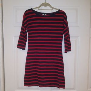 EUC medium Planet Gold tunic top. Red and navy